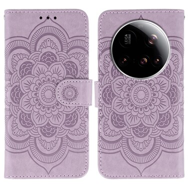 Case cover For Xiaomi 15 Ultra Sun Mandala Embossing Pattern Phone Leather Case(Purple)