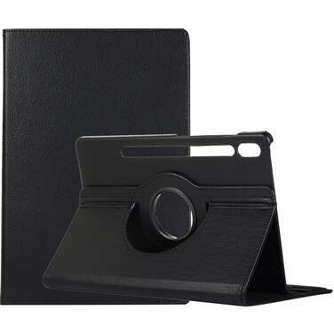 Case cover For Samsung Galaxy Tab S8 Ultra 360 Degrees Rotation Holder Litchi Leather Tablet Case(Black)