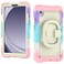 Case cover For Samsung Galaxy Tab A9 Handle Silicone Hydric PC Tablet Case with Shoulder Strap(Colorful Pink)