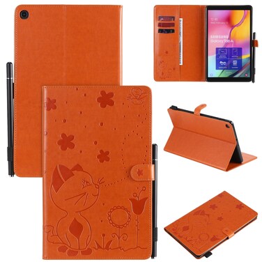 Case cover For Samsung Galaxy Tab A10.1 (2019) T510 Cat Bee Embossing Pattern Shockproof Table PC Protective Horizontal Flip Leather Case with Holder &amp; Card Slots &amp; Wallet &amp; Pen Slot(Orange)