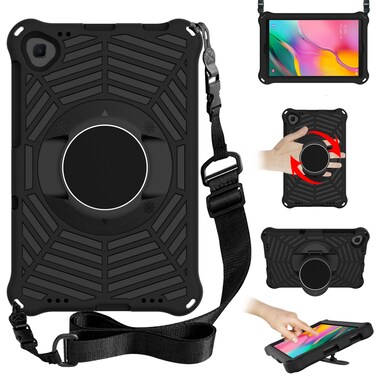Case cover For Samsung Galaxy Tab A 10.1 2019 SM-T515 / SM-T510 &amp; Lenovo Tab M10 FHD Plus 2nd Gen 10.3 inch TB-X606 Spider King EVA Protective Case with Adjustable Shoulder Strap &amp; Holder(Black)