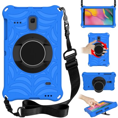 Case cover For Samsung Galaxy Tab A 8.0 2018 SM-T387W / SM-T387V &amp; Tab A 8.0 SM-T385 / T380 &amp; Tab 4 T330 &amp; Tab E 8.0 T377 Spider King EVA Protective Case with Adjustable Shoulder Strap &amp; Holder(Blue)