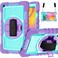 Case cover For Samsung Galaxy Tab A 8.0 2019 T290 360 Degree Rotation Contrast Color Shockproof Silicone + PC Case with Holder &amp; Hand Grip Strap &amp; Shoulder Strap(Purple + Mint Green)
