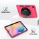 Case cover For Samsung Galaxy Tab S6 Lite 360 Degree Rotation PC+TPU Protective Cover with Holder &amp; Hand Strap &amp; Pen Slot(Rose Red)