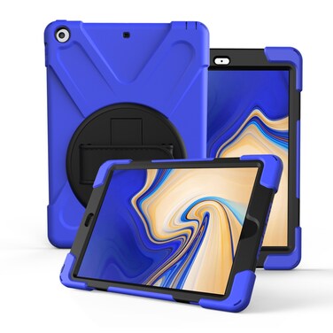 Case cover For Galaxy Tab S4 10.5 T830/T835 360 Degree Rotation PC + Silicone Protective Case with Holder &amp; Hand-strap(Dark Blue)