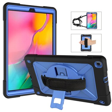 Case cover For Galaxy Tab A 10.1 (2019) T510 Contrast Color Silicone + PC Combination Case with Holder(Black + Blue)