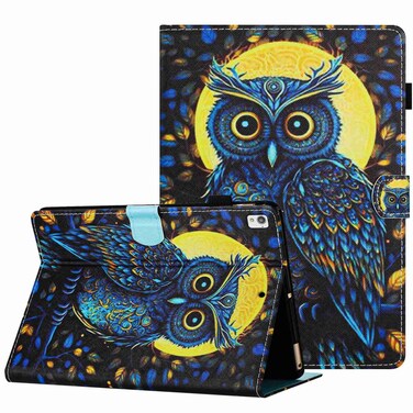 Case cover For Samsung Galaxy Tab S6 Lite P610 Painted Pattern Stitching Smart Leather Tablet Case(Moonlight Eagle)