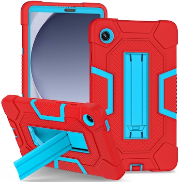 Case cover For Samsung Galaxy Tab A9 X115 Contrast Color Robot Silicone Hybrid PC Tablet Case with Holder(Red Blue)