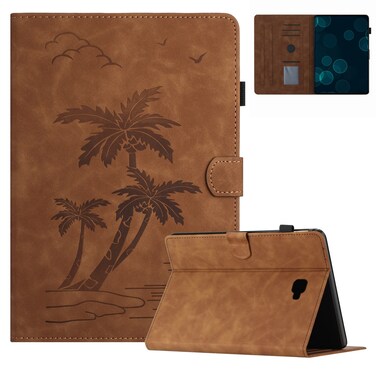 Case cover For Samsung Galaxy Tab A 10.1 T580/T585 Coconut Tree Embossed Smart Leather Tablet Case(Brown)