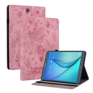 Case cover For Samsung Galaxy Tab A 9.7 T550 T555 Butterfly Rose Embossed Leather Tablet Case(Pink)