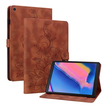 Case cover For Samsung Galaxy Tab A 8.0 2019 Lily Embossed Leather Tablet Case(Brown)
