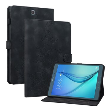 Case cover For Samsung Galaxy Tab A 9.7 T550 T555 Lily Embossed Leather Tablet Case(Black)