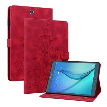 Case cover For Samsung Galaxy Tab A 9.7 T550 T555 Lily Embossed Leather Tablet Case(Red)