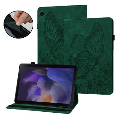 Case cover For Samsung Galaxy Tab A8 Big Butterfly Embossed Leather Tablet Case(Green)