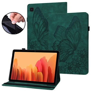 Case cover For Samsung Galaxy Tab A7 T500 Big Butterfly Embossed Leather Tablet Case(Green)
