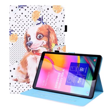 Case cover For Samsung Galaxy Tab A 10.1 2019 SM-T515 / SM-T510 Animal Pattern Horizontal Flip Leather Case with Holder &amp; Card Slots &amp; Photo Frame(Little Flower Dog)