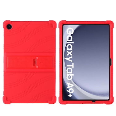 Case cover For Samsung Galaxy Tab A9+ Shockproof Silicone Tablet Protective Case With Holder(Red)