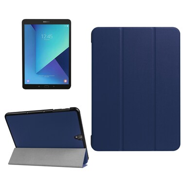 Case cover For Galaxy Tab S3 9.7 inch T820 / T825 Custer Texture Horizontal Flip Leather Case with 3-folding Holder(Dark Blue)