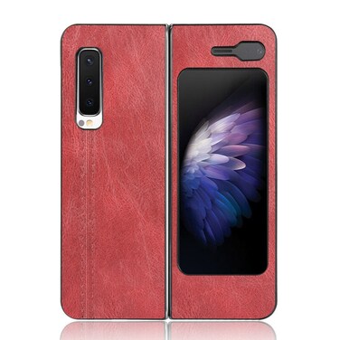 Case cover For Samsung Galaxy Fold 4G / Fold 5G / W20 5G Shockproof Sewing Cow Pattern Skin PC + PU + TPU Case(Red)