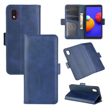 Case cover For Samsung Galaxy A01 Core / M01 Core Dual-side Magnetic Buckle Horizontal Flip Leather Case with Holder &amp; Card Slots &amp; Wallet(Dark Blue)