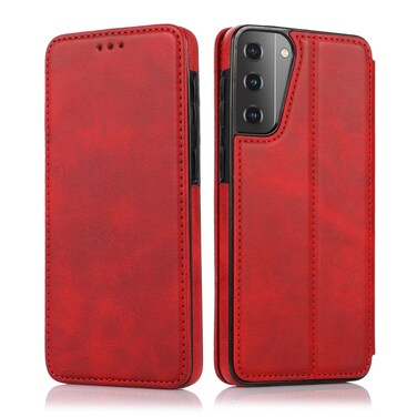 Case cover For Samsung Galaxy S21+ 5G Knight Magnetic Suction Leather Phone Case(Red)