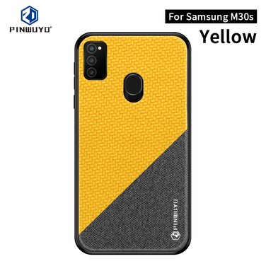 Case cover For Galaxy M30S PINWUYO Rong Series  Shockproof PC + TPU+ Chemical Fiber Cloth Protective Cover(Yellow)