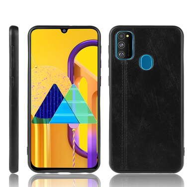 Case cover For Galaxy M30s Shockproof Sewing Cow Pattern Skin PC + PU + TPU Case(Black)