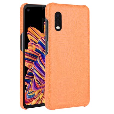 Case cover For Galaxy Xcover Pro Shockproof Crocodile Texture PC + PU Case(Orange)