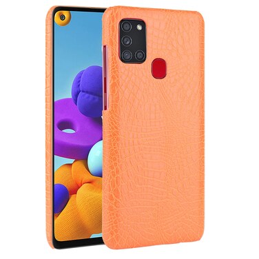Case cover For Samsung Galaxy A21s Shockproof Crocodile Texture PC + PU Case(Orange)
