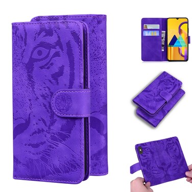Case cover For Samsung Galaxy M30s / M21 Tiger Embossing Pattern Horizontal Flip Leather Case with Holder &amp; Card Slots &amp; Wallet(Purple)