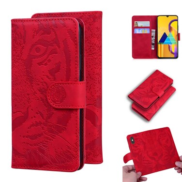 Case cover For Samsung Galaxy M30s / M21 Tiger Embossing Pattern Horizontal Flip Leather Case with Holder &amp; Card Slots &amp; Wallet(Red)