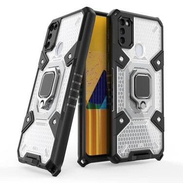 Case cover For Samsung Galaxy M30s Space PC+TPU Shockproof Case with Ring Holder(White)