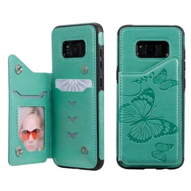 Case cover For Galaxy S8 Butterfly Embossing Pattern Shockproof Protective Case with Holder &amp; Card Slots &amp; Photo Frame(Green)
