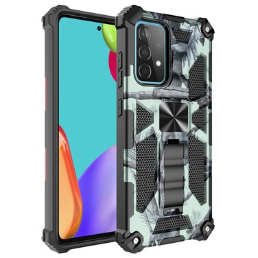 Case cover For Samsung Galaxy A51 5G Camouflage Armor Shockproof TPU + PC Magnetic Protective Case with Holder(Mint Green)