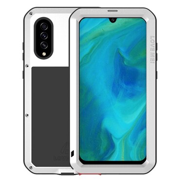 Case cover For Galaxy A70s LOVE MEI Metal Shockproof Waterproof Dustproof Protective Case(Silver)