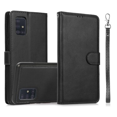 Case cover For Samsung Galaxy A51 5G Calf Texture 2 in 1 Detachable Magnetic Back Cover Horizontal Flip Leather Case with Holder &amp; Card Slots &amp; Wallet &amp; Photo Frame(Black)