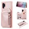 Case cover For Galaxy Note 10 Plus Dual Buckles Zipper Shockproof Back Cover Protective Case with Holder &amp; Card Slots &amp; Wallet &amp; Lanyard &amp; Photos Frames(Rose gold)