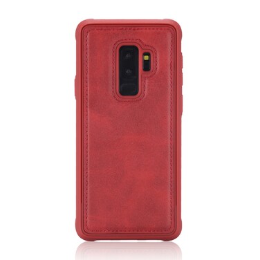 Case cover For Galaxy S9+ Magnetic Shockproof PC + TPU + PU Leather Protective Case(Red)