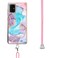 Case cover For Samsung Galaxy A71 5G Electroplating Pattern IMD TPU Shockproof Case with Neck Lanyard(Milky Way Blue Marble)