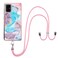 Case cover For Samsung Galaxy A71 5G Electroplating Pattern IMD TPU Shockproof Case with Neck Lanyard(Milky Way Blue Marble)