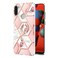 Case cover For Samsung Galaxy M11/A11 US/EU Verison Electroplating Splicing Marble Flower Pattern TPU Shockproof Case with Rhinestone Ring Holder(Pink Flower)