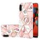 Case cover For Samsung Galaxy M11/A11 US/EU Verison Electroplating Splicing Marble Flower Pattern TPU Shockproof Case with Rhinestone Ring Holder(Pink Flower)
