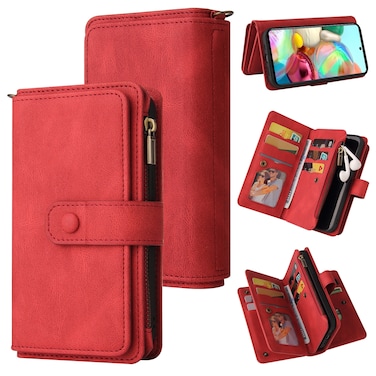 Case cover For Samsung Galaxy Note10 Lite Skin Feel PU + TPU Horizontal Flip Leather Case with Holder &amp; 15 Cards Slot &amp; Wallet &amp; Zipper Pocket &amp; Lanyard(Red)
