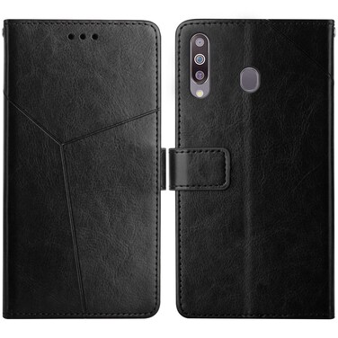 Case cover For Samsung Galaxy A20s Y Stitching Horizontal Flip Leather Case with Holder &amp; Card Slots &amp; Wallet &amp; Photo Frame(Black)
