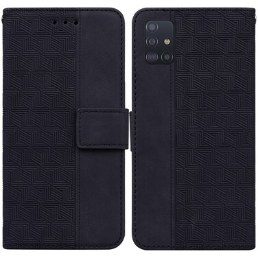 Case cover For Samsung Galaxy A51 Geometric Embossed Leather Phone Case(Black)