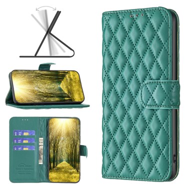 Case cover For Samsung Galaxy A42 5G Diamond Lattice Wallet Leather Flip Phone Case(Green)