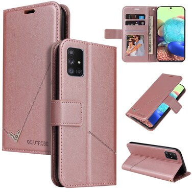 Case cover For Samsung Galaxy A31 GQUTROBE Right Angle Leather Phone Case(Rose Gold)