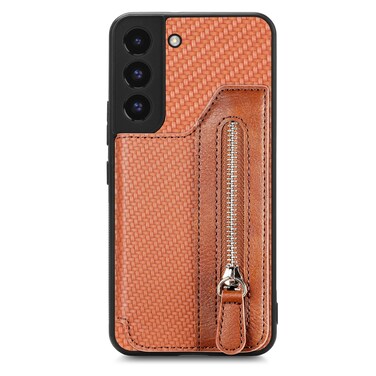 Case cover For Samsung Galaxy S22+ 5G Carbon Fiber Horizontal Flip Zipper Wallet Phone Case(Brown)