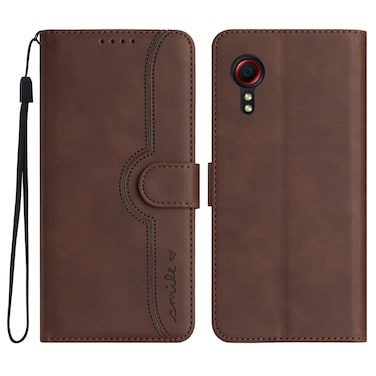 Case cover For Samsung Galaxy Xcover 5 Heart Pattern Skin Feel Leather Phone Case(Brown)
