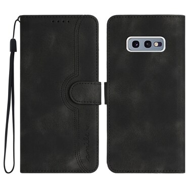 Case cover For Samsung Galaxy S10e Heart Pattern Skin Feel Leather Phone Case(Black)